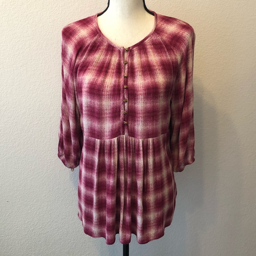 Anthro | Maeve Plaid Blouse
